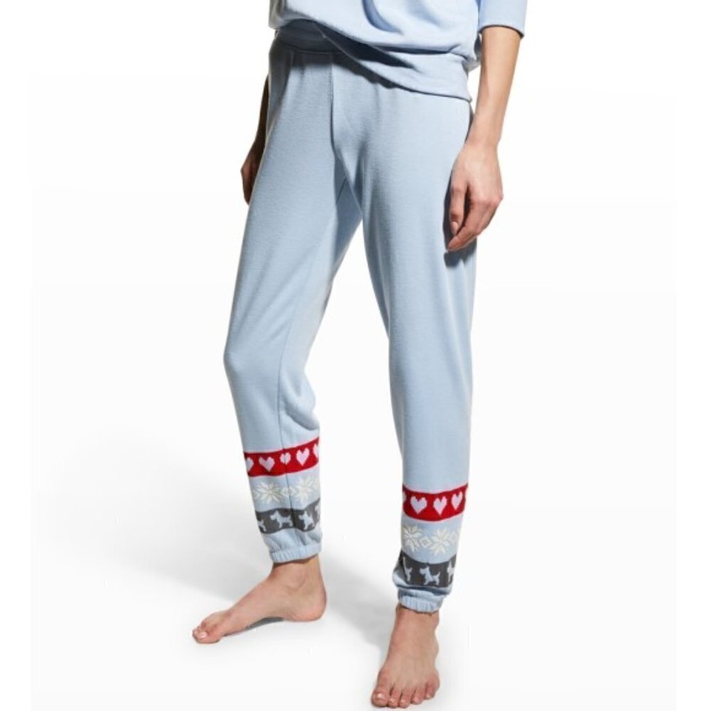 PJ Salvage Starry Sky Fair Isle Jogger Sweatpants, Ice Blue